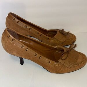 Diba Brown Heeled Loafers with Tassels